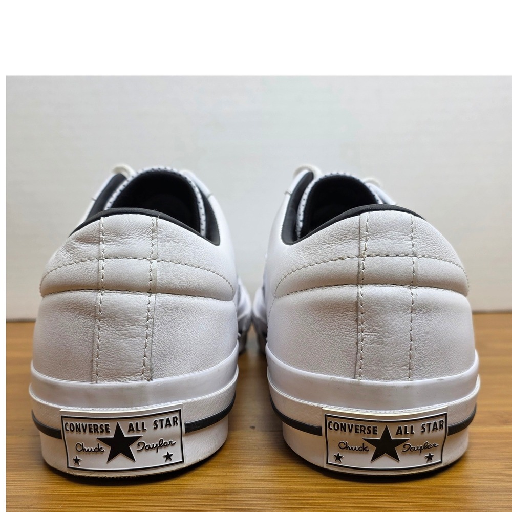 Converse One Star Perforated Leather Low Top White Black 158464C M 12 W 14 - Picture 9 of 11